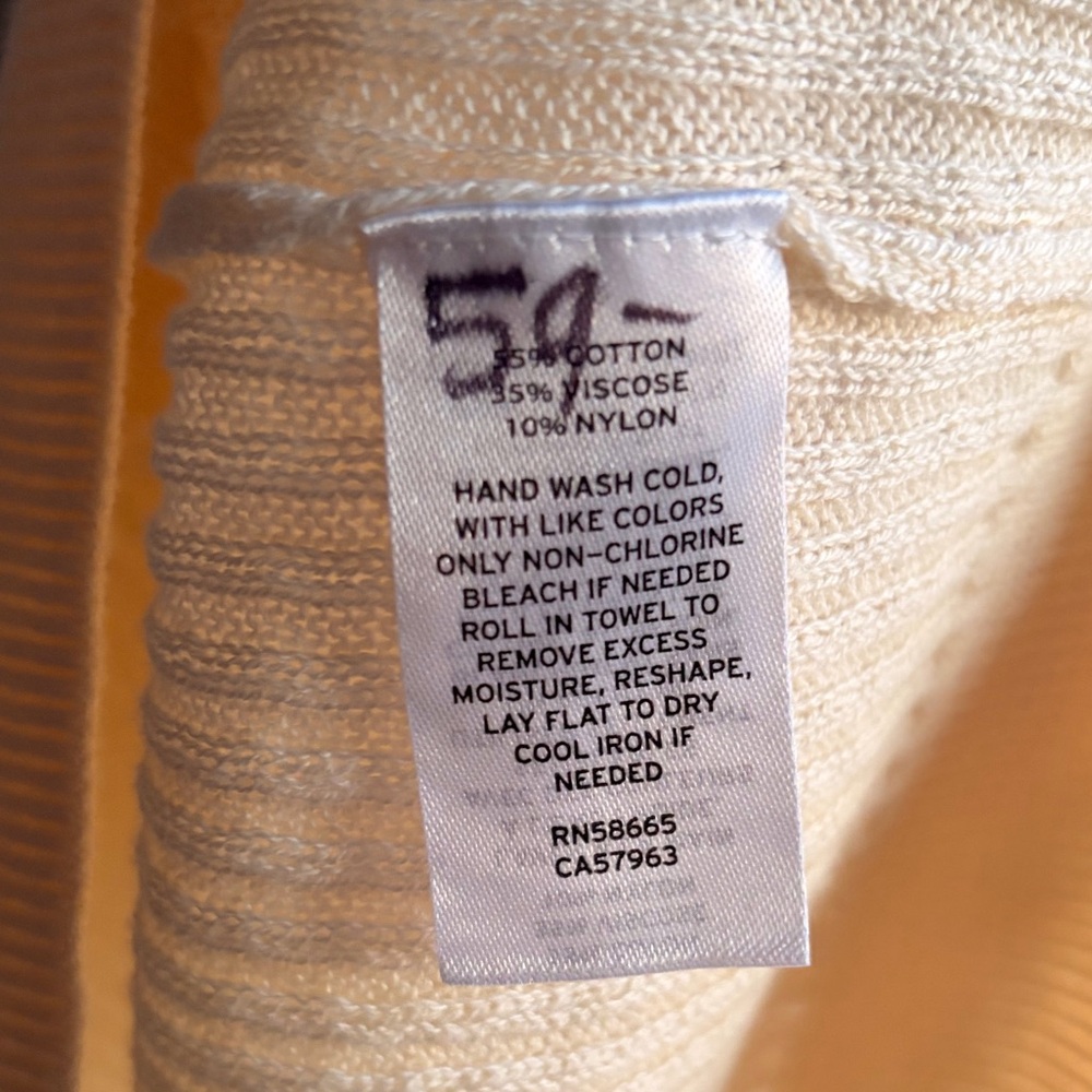 🆕🌾Treasure & Bond Ribbed Sweater XS Cream Stretch Soft Knit Top Minimalist $59 - Picture 13 of 13